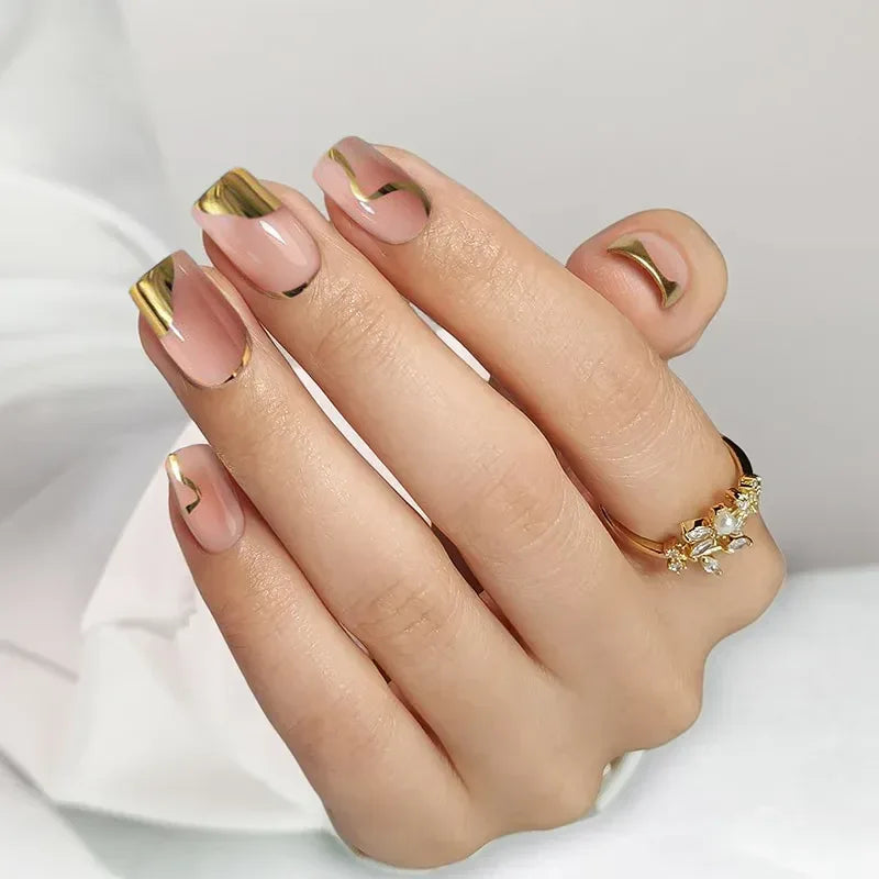 Golden Hour Square Nails - Press On Nails