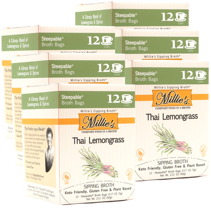 Millie's Thai Lemongrass Sipping Broth Value Case - 6 Box C A S E - 12 Count (72 Servings)