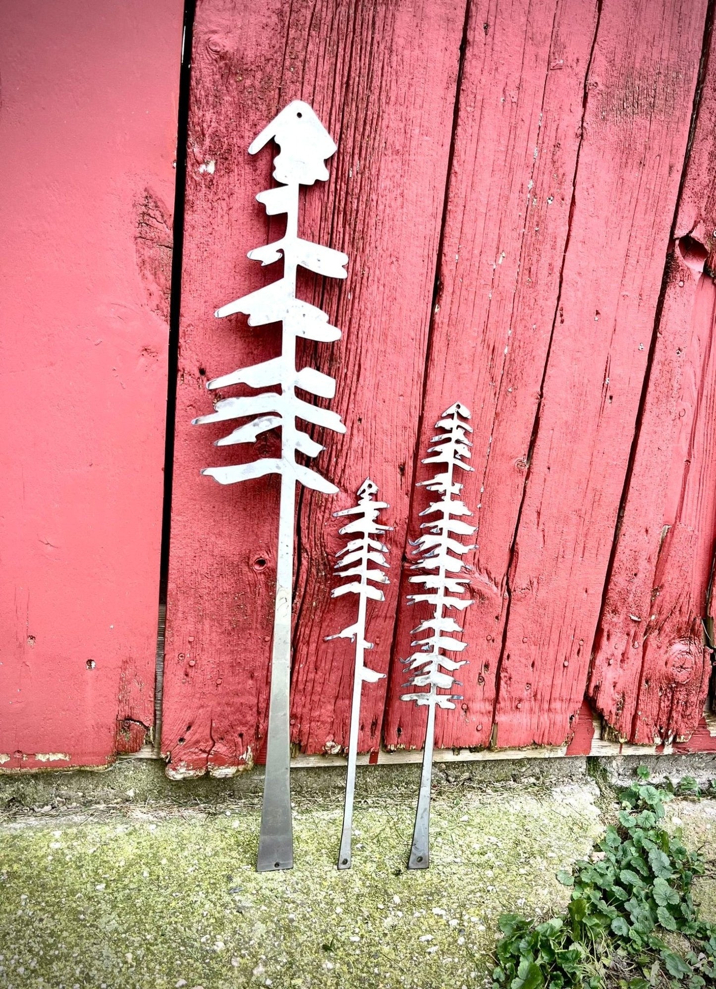 XL Raw Steel Pine Tree Packs - Wall Art